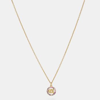 推荐Coach Women's C Multi Crystal Necklace - Gold/Pink Multi商品