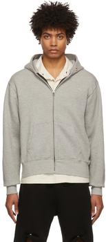 Les Tien | Grey Cotton Cropped Hoodie商品图片,4折