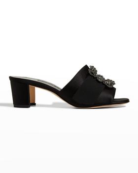 Manolo Blahnik长筒靴, Manolo Blahnik | Marta Crystal Buckle Silk Sandals商品图片 满$400减$100, 满减