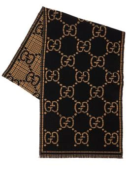 Gucci | Gg & Plaid Wool Jacquard Scarf 