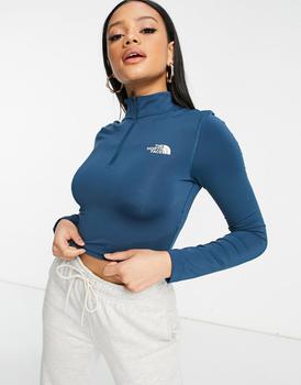 The North Face | The North Face 1/4 zip fitted cropped long sleeve top in navy商品图片,5.1折