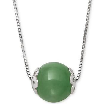 商品Dyed Jade (10mm) Bead 18" Pendant Necklace in Sterling Silver图片