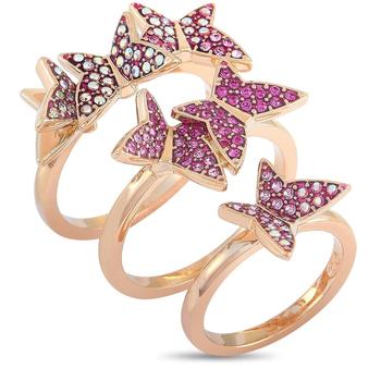 商品Swarovski | Lilia Rose Gold Plated Stainless Steel Pink and Clear Crystals Stackable Rings,商家Jomashop,价格¥398图片