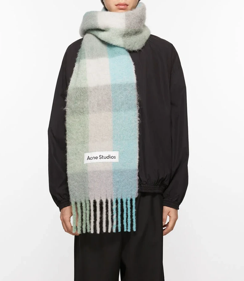 Acne Studios | Acne Studios 男女冬季保暖格纹多色流苏彩虹围巾羊毛披肩两用（香港仓发货）,商家Terri Wonder,价格¥1518