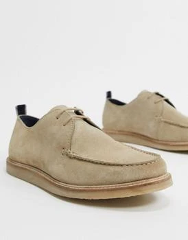 推荐ASOS DESIGN derby shoes in stone suede with crepe sole商品