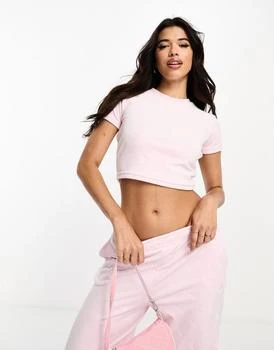 推荐Juicy Couture velour embossed crop t-shirt co-ord in pink商品