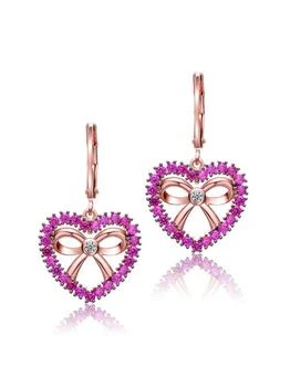 Rachel Glauber | 18k Rose Gold Plated Heart Dangle Earrings With Clear And Ruby Cubic Zirconia,商家Verishop,价格¥491