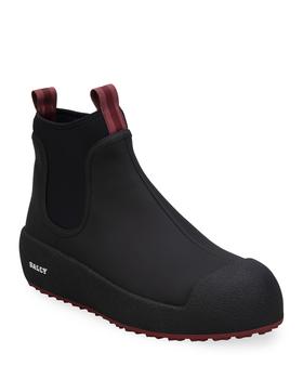 推荐Men's Cubrid Curling Rubber & Leather Snow Boots商品