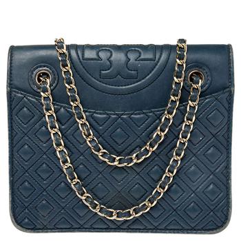 tory burch真假, [二手商品] Tory Burch | Tory Burch Blue Leather Medium Fleming Shoulder Bag商品图片 2.3折