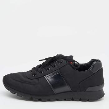 [二手商品] Prada | Prada Sport Black Leather And Fabric Low Top Sneakers Size 40商品图片,