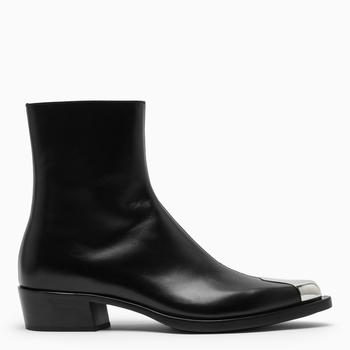 推荐Black leather Punk ankle boots商品