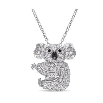 Macy's | Created White Sapphire (1 1/20 ct. t.w.) and Black Spinel Accent Koala Necklace in Sterling Silver,商家Macy's,价格¥777