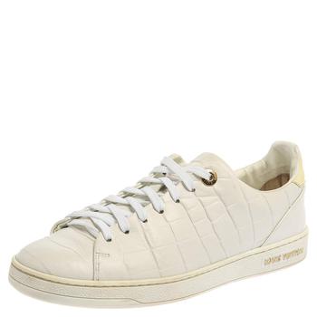 lv低帮鞋, [二手商品] Louis Vuitton | Louis Vuitton White Croc Embossed Leather Low Top Sneakers Size 37.5商品图片 6.4折