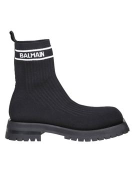 Balmain | Balmain Army Ankle Boots In Black Stretch Knit商品图片,5.2折