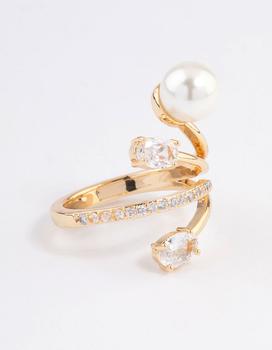 商品Gold Plated Flare Pearl Ring图片