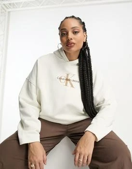 Calvin Klein | Calvin Klein Jeans Plus monogram logo hoodie in ivory 8.4折