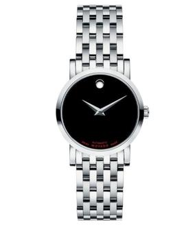 推荐Movado Red Label Black Dial Stainless Steel Women's Watch 0606107商品