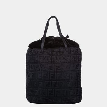 fendi包托特包, [二手商品] Fendi | Fendi Black Zucca Drawstring Nylon Tote Bag商品图片 9.2折