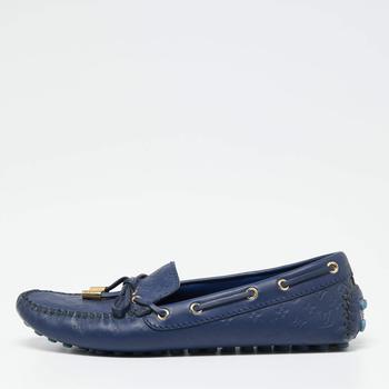 lv女鞋, [二手商品] Louis Vuitton | Louis Vuitton Blue Leather Gloria Loafers Size 38商品图片 7折