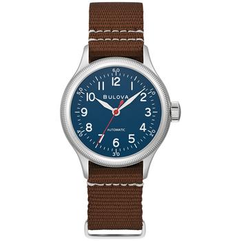 推荐Men's Military Automatic Brown Nylon Strap Watch 37mm商品