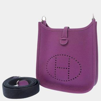 推荐Hermes Purple Taurillon Maurice Leather Evelyn TPM Bag商品