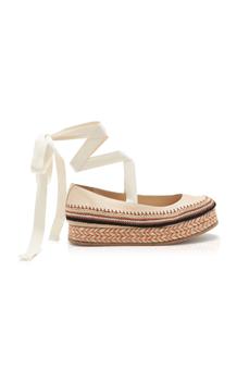 推荐Ulla Johnson - Women's Yelena Crochet Leather Flatforms - White - IT 38.5 - Moda Operandi商品