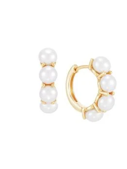 Saks Fifth Avenue | 14K Yellow Gold & 5-5.5MM Cultured Freshwater Pearl Huggie Earrings,商家Saks OFF 5TH,价格¥5044