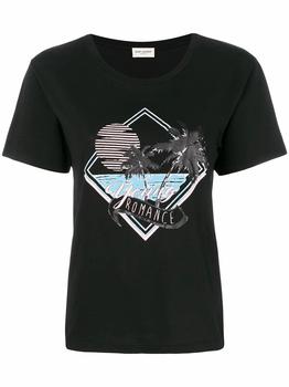 Yves Saint Laurent | Saint Laurent Womens Black Cotton T-Shirt商品图片,