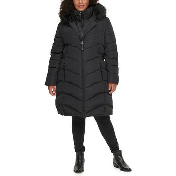 Calvin Klein | Women's Plus Size Faux-Fur-Trim Hooded Puffer Coat, Created for Macy's商品图片,7.5折×额外7折, 额外七折