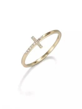 Sydney Evan | Diamond & 14K Yellow Gold Bent Cross Ring,商家Saks Fifth Avenue,价格¥5139