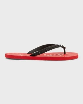 推荐Men's Loubi Tonal Spiked Red Sole Flip Flops商品