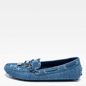 lv鞋真假, [二手商品] Louis Vuitton | Louis Vuitton Blue Monogram Denim Gloria Loafers Size 36.5商品图片 满1件减$100, 满减