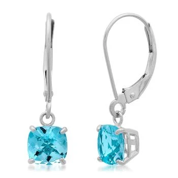 MaxColor | Solid 10K White Gold Cushion Cut Dangle Gemstone Leverback Earrings,商家Premium Outlets,价格¥997