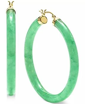 Macy's | Dyed Jade (45mm) Medium Hoop Earrings in 14k Gold-Plated Sterling Silver, 1.77",商家Macy's,价格¥1234