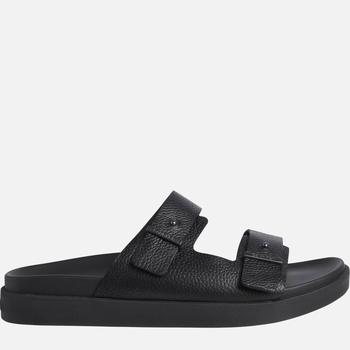 推荐Calvin Klein Men's Leather Double Strap Sandals - CK Black商品
