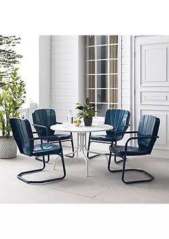 Crosley, Crosley Furniture | Crosley Furniture KO10015NV Outdoor Dining Set Navy Gloss & White Satin - Dining Table & 4 Chairs - 5 Piece商品图片 