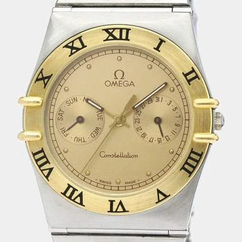 推荐Omega Champagne 18K Yellow Gold And Stainless Steel Constellation 396.1070 Men's Wristwatch 33 mm商品
