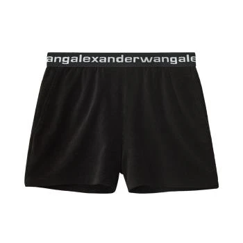 推荐ALEXANDER WANG 亚历山大·王 弹力灯芯绒logo印花松紧腰黑色女士短裤 4CC1204025-001商品