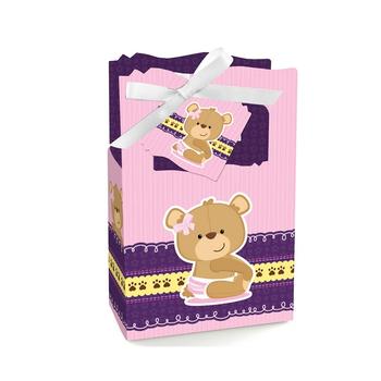 商品Girl Baby Teddy Bear - Baby Shower or Birthday Party Favor Boxes - Set of 12图片