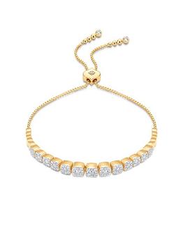 商品Adira 18K Yellow Gold & Diamond Cushion Cluster Bolo Bracelet图片