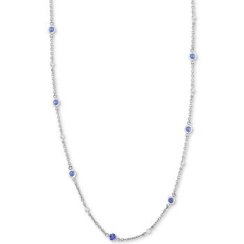 商品Effy | EFFY® Emerald (1-1/4 ct. t.w.) & Diamond (1/8 ct. t.w.) Station Collar Necklace in 14k White Gold (Also Available in Tanzanite),商家Macy's,价格¥8046图片