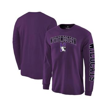 Fanatics | Men's Purple Northwestern Wildcats Distressed Arch Over Logo Long Sleeve Hit T-shirt商品图片,