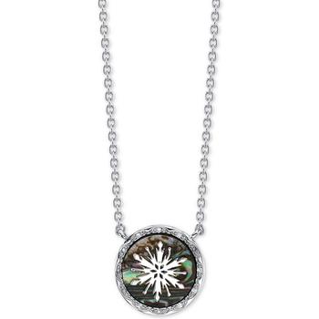 商品Frozen 2 Snowflake Abalone Pendant Necklace in Silver Plate, 16" + 2" extender图片