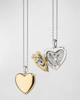 Monica Rich Kosann | Two Tone Heart of Gold Locket Necklace in 18K Yellow Gold and Sterling Silver,商家Neiman Marcus,价格¥14746