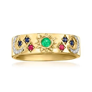 Ross-Simons | Ross-Simons Multi-Gemstone Celestial Ring With Diamond Accents in 18kt Gold Over Sterling,商家Premium Outlets,价格¥1393