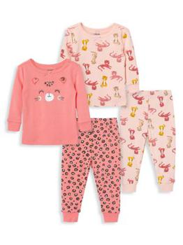 商品Little Me | Little Girl’s 4-Piece Leopard Print Pajama Set,商家Saks OFF 5TH,价格¥219图片