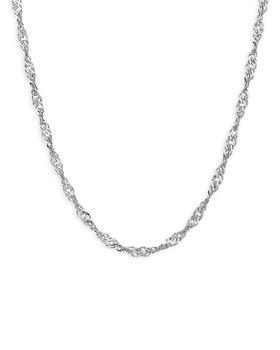 商品14K White Gold Solid Singapore Chain Necklace, 16"图片