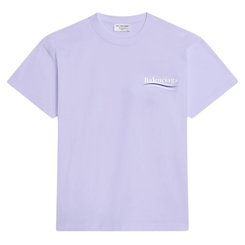 巴黎世家t恤价格, Balenciaga | （实物颜色偏深）Balenciaga/巴黎世家  POLITICAL CAMPAIGN系列 女士浅紫色复古针织运动版型T恤612964TKVJ13072商品图片 7.5折