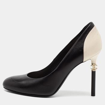 香奈儿鞋是什么牌子, [二手商品] Chanel | Chanel Black/Beige Leather Round Toe CC Pumps Size 38商品图片 