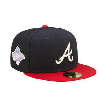 商品Men's Navy Atlanta Braves Pop Sweatband Undervisor 1995 MLB World Series Cooperstown Collection 59FIFTY Fitted Hat,商家Macy's,价格¥278图片